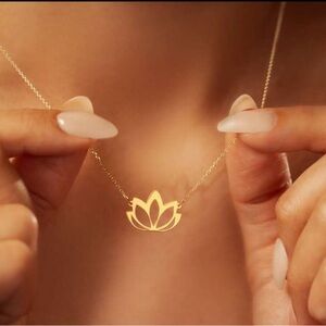 Gold Plated Stainless Steel Lotus Pendant Necklace